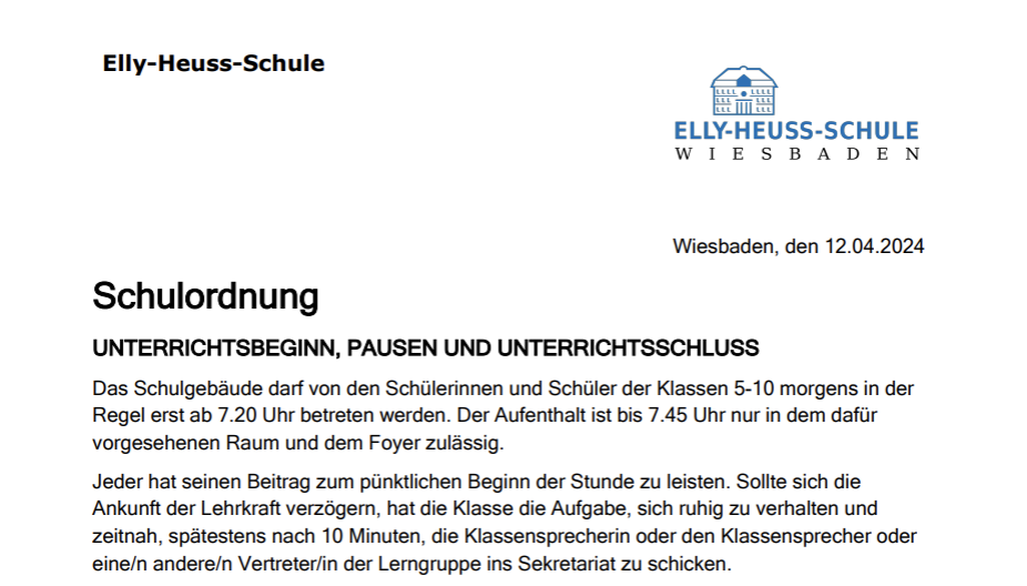 Read more about the article Die neue Schulordnung